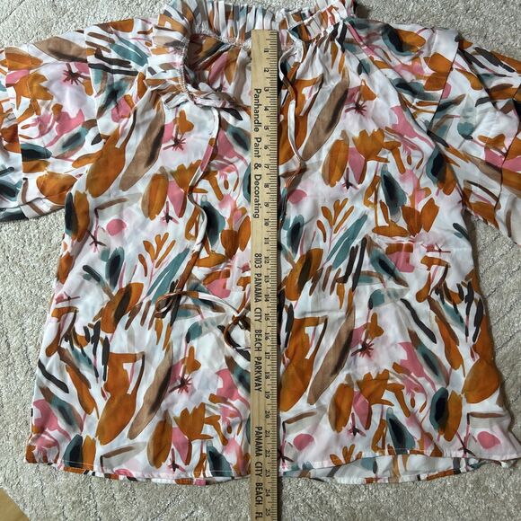 Amaryllis M L Multi Color Ruffled Blouse Flower - Picture 7 of 9